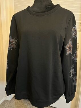 Emily Daniel Black Star-Embellished Long Sleeve Women's Top
